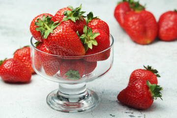 A bowl with ripe bright strawberry