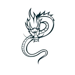 Fototapeta na wymiar Dragon mascot logo silhouette version. Dragon logo in sport style, mascot logo illustration design vector