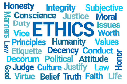 Ethics Word Cloud on White Background