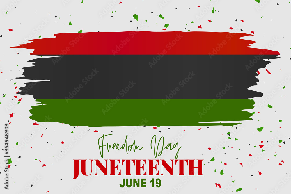 Wall mural Juneteenth Freedom Day. 19 June African American Emancipation Day. Annual American holiday. Black, red, and green banner background with lettering. Vector illustration.