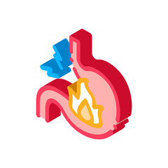 severe heartburn stomach pain icon vector. isometric severe heartburn stomach pain sign. color isolated symbol illustration
