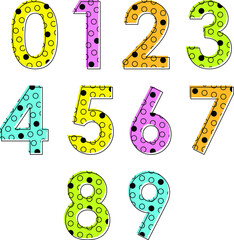 Neon Number with Circle Pattern Inside Numbers