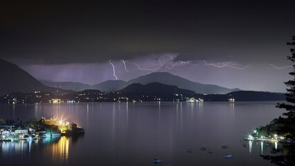 lago maggiore with lightning storm