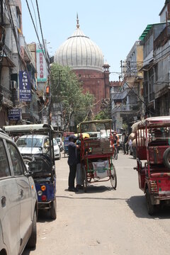 Back Side of Islamic Jama Masjid Mosque, Masjid-I Jahan-Numa, Old Delhi, With Domes And Minarets, Largest Mosque In India, New Delhi, India (Phto © Saji Maramon)