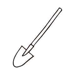 Shovel. Hand drawn vector illustration  in doodle style, isolated on a white background.