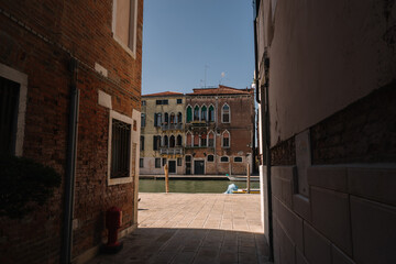 No people on the street of Cannaregio district in Venice, Italy.