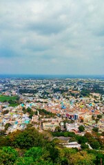 Fototapeta premium aerial view of the sky and city