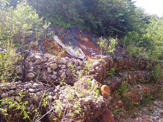 gabions and geotextile near the road