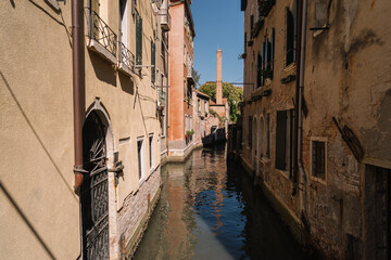 Fototapeta na wymiar Empty canal in Venice, Italy.