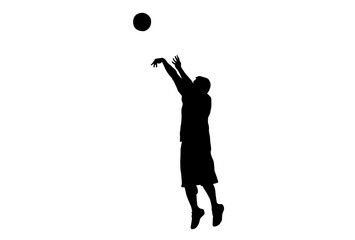 Silhouette men jumping. Player sport basketball.