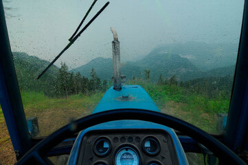Tractor during the timber harvesting