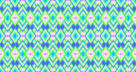 Seamless pattern of rhombuses in native american style. Bright pattern for web, print, textile, wrapping paper, scrapbooking, background and wallpaper. Stock illustartion.