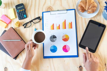 Excel stat spreadsheet business analytics graph statistic with graph and table data number in...