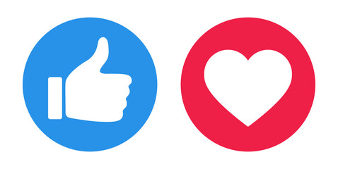 Obraz premium Flat hand like with red heart. Vector Illustration.