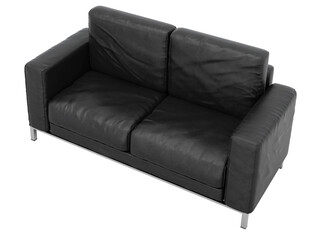 Sofa leather on white background with clipping path 3D illustration. 3D rendering illustrations.