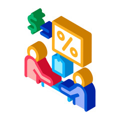 negotiation table interest and money icon vector outline illustration