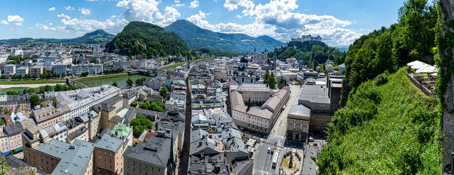 Panoramic view of the city of Salzburg, Austria