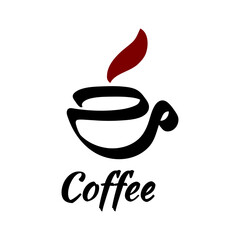 Vector illustration logo coffee with an abstract cup with black and brown