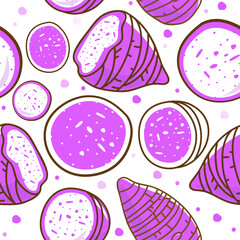 Seamless pattern taro on white background. Vector illustration.