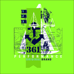 Vintage sea anchor on green background vector character illustration