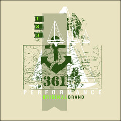 Vintage sea anchor on beige background vector character illustration