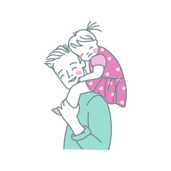 Father and daughter. Vector illustration, icon. design elements.