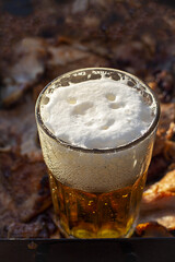 cold beer with grilled meat