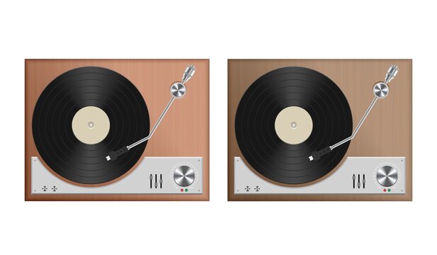 Vintage Record Player Vector Illustration Isolated On White