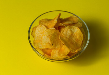 many chips in a transparent plate