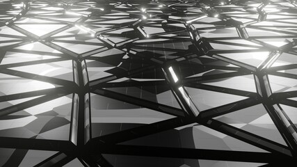 the dark tone background on triangle shape With the reflection of the metal floor. Square abstract background 3D rendering.