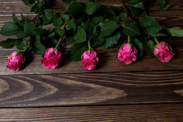 red roses on the table.
