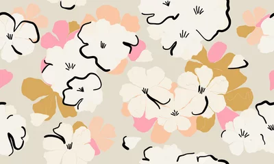 Wallpaper murals Pastel Trendy contemporary floral seamless pattern. Fashionable template for design. Soft feminine palette.