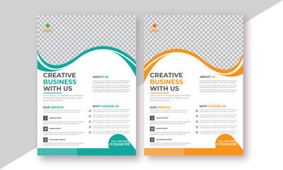 Modern creative corporate flyer. business brochure vector yellow-green clean design template layout