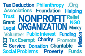 Nonprofit Organization Word Cloud on White Background