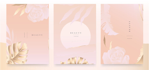 Universal artistic cards templates. Pastel rose and pink brush strokes. Modern fashionable design. Good for cover, invitation, placard, brochure, poster, card, flyer and other.