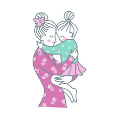 Mother and daughter. Vector illustration, icon.