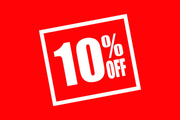 10% off badge on red background