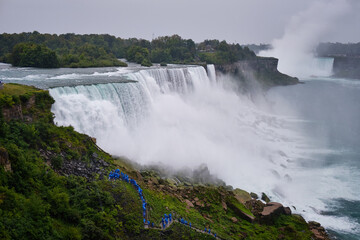 Tourists watching the rapids of the Niagara falls