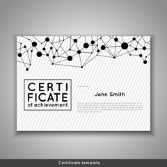 Certificate of appreciation completion, achievement, graduation, diploma or award with connection abstract background.