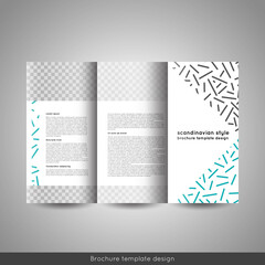 Scandinavian style business or educational template tri fold brochure design layout, flyer or booklet.