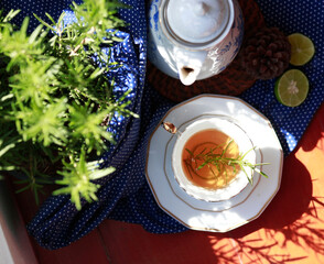 Afternoon tea break Use rosemary herbs to help add scents and lemons to add flavor.