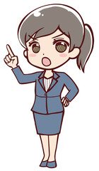 注意するアニメ風の女性会社員