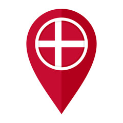 Obraz premium flat map marker icon with denmark flag isolated on white background
