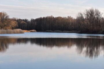Peterhof. Evening. Sunset at the Ruin Pond
