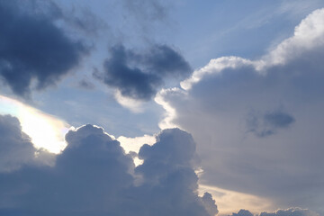 Blue sky and white clouds, white clouds, blue on the background.