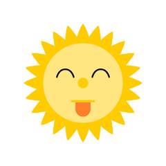 Stick out tongue sun, funny sun character 