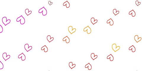 Light Pink, Yellow vector template with doodle hearts.