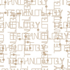 Seamless pattern with beige letters. Abstract inscription on a white background.