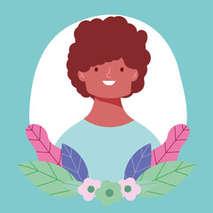 young man medical mask flowers portrait design