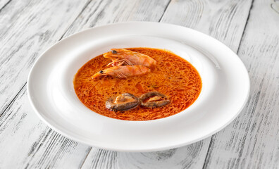 Portion of Tom Yum soup